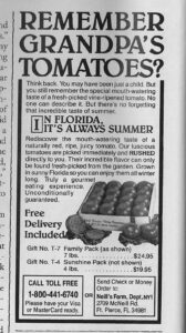 Werbung Tomaten aus Florida 1993